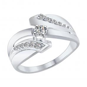 Серебряное кольцо SOKOLOV с фианитом 94012570 фото