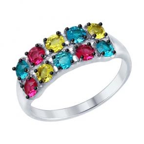 Серебряное кольцо SOKOLOV с кристаллом Swarovski 94012575 фото