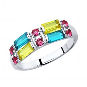 Серебряное кольцо SOKOLOV с кристаллом Swarovski 94012576 фото
