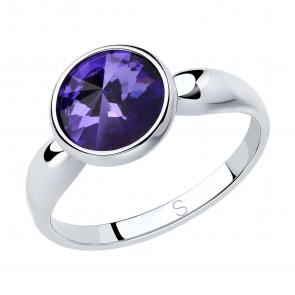 Серебряное кольцо SOKOLOV с кристаллом Swarovski 94012604 фото