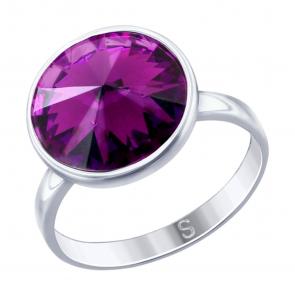 Серебряное кольцо SOKOLOV с кристаллом Swarovski 94012607 фото