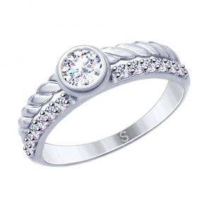 Серебряное кольцо SOKOLOV с фианитом 94012638 фото