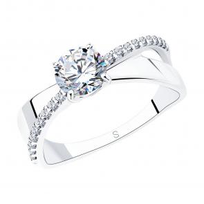 Серебряное кольцо SOKOLOV с фианитом 94012676-91 фото