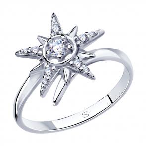 Серебряное кольцо SOKOLOV с фианитом 94012713 фото