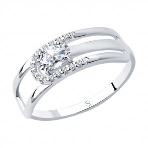 Серебряное кольцо SOKOLOV с фианитом 94012744 фото