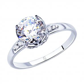 Серебряное кольцо SOKOLOV с фианитом 94012832 фото