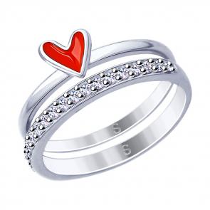 Серебряное кольцо SOKOLOV с фианитом и эмалью 94012846 фото