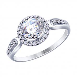 Серебряное кольцо SOKOLOV с фианитом 94012866 фото