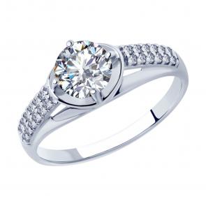 Серебряное кольцо SOKOLOV с фианитом 94012877 фото