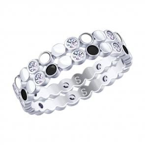 Серебряное кольцо SOKOLOV с фианитом и эмалью 94012893 фото