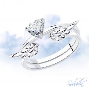 Серебряное кольцо-трансформер Крылья SOKOLOV с фианитом 94013289 фото