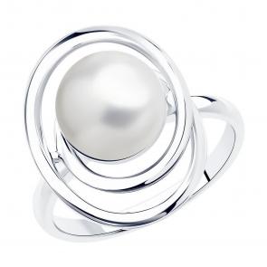 Серебряное кольцо SOKOLOV с жемчугом 94013292 фото