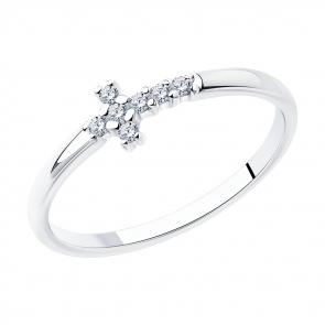 Серебряное кольцо-крест SOKOLOV с фианитом 94013298 фото