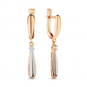 Золотые серьги AQUAMARINE с бриллиантом 940132к фото