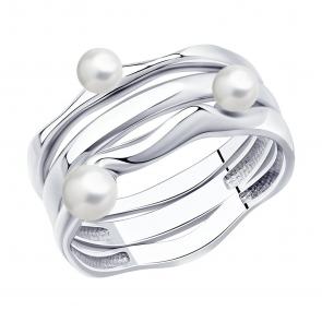 Серебряное кольцо-трансформер SOKOLOV с жемчугом 94013353 фото