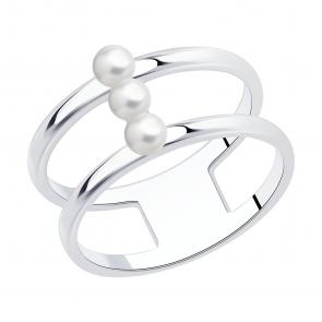 Серебряное кольцо SOKOLOV с жемчугом 94013371 фото