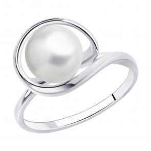 Серебряное кольцо SOKOLOV с жемчугом 94013380 фото