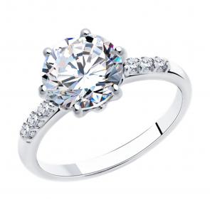 Серебряное кольцо SOKOLOV с фианитом 94013547-91 фото