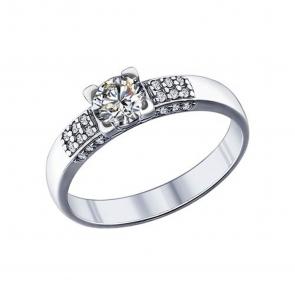 Серебряное кольцо SOKOLOV с фианитом 94013645 фото