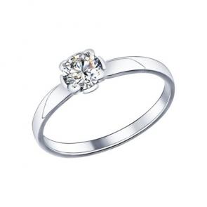 Серебряное кольцо SOKOLOV с фианитом 94013646 фото