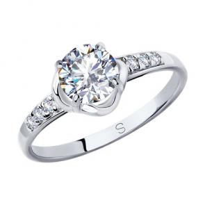 Серебряное кольцо SOKOLOV с фианитом 94013659 фото