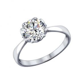 Серебряное кольцо SOKOLOV с фианитом 94013660 фото