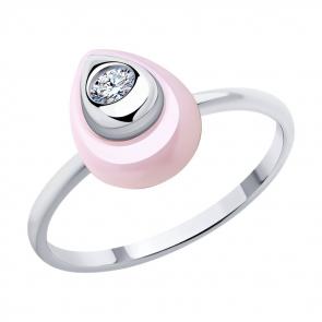 Серебряное кольцо SOKOLOV с фианитом и керамикой 94013710 фото