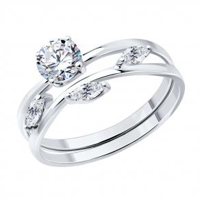 Серебряное кольцо SOKOLOV с фианитом 94013726 фото