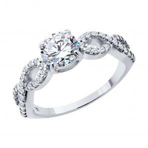 Серебряное кольцо SOKOLOV с фианитом 94013777 фото