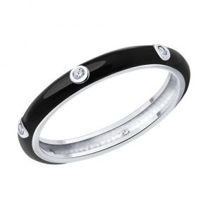 Серебряное кольцо SOKOLOV с фианитом и эмалью 94013793 фото