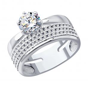 Серебряное кольцо SOKOLOV с фианитом 94013815 фото