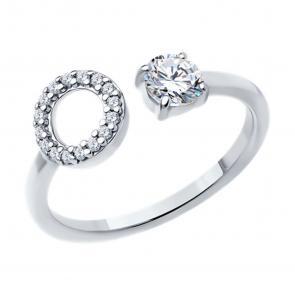 Серебряное кольцо SOKOLOV с фианитом 94013824-91 фото