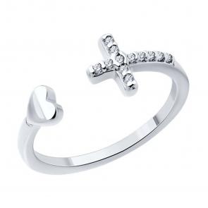 Серебряное кольцо-крест SOKOLOV с фианитом 94013843 фото