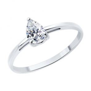 Серебряное кольцо SOKOLOV с кристаллом Swarovski 94013849 фото