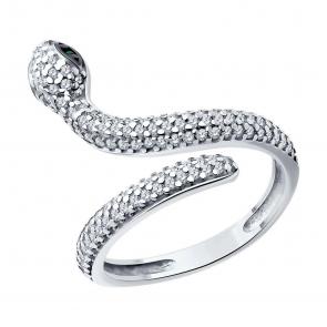 Серебряное кольца Символ года Змея SOKOLOV с фианитом 94013852-91 фото