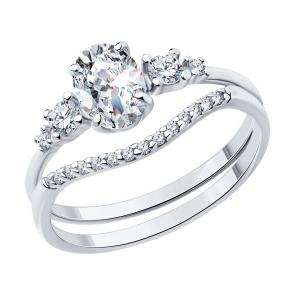 Серебряное кольцо SOKOLOV с фианитом 94013856 фото