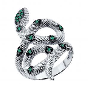 Серебряное кольцо Символ года Змея SOKOLOV с фианитом 94013857-91 фото