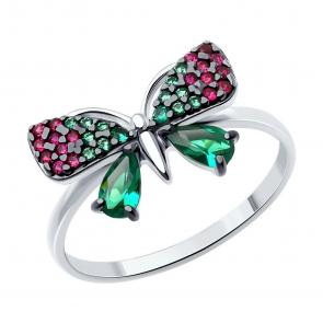 Серебряное кольцо SOKOLOV с фианитом и рубиновым корундом 94013876-91 фото