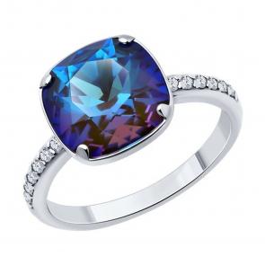 Серебряное кольцо SOKOLOV с фианитом и кристаллом Swarovski 94013888 фото