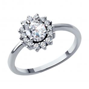 Серебряное кольцо SOKOLOV с фианитом 94013968-91 фото