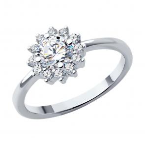 Серебряное кольцо SOKOLOV с фианитом 94013988-91 фото