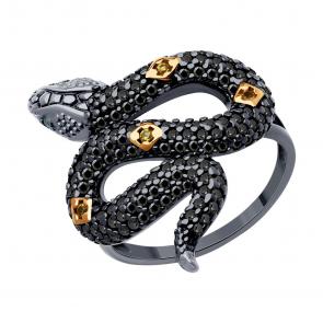 Серебряное кольцо Символ года Змея SOKOLOV с фианитом 94014057 фото