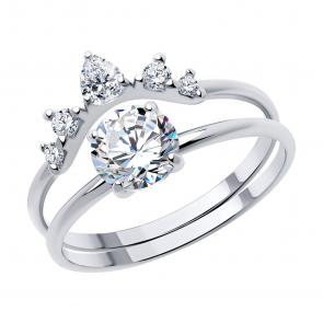 Серебряное кольцо-трансформер SOKOLOV с фианитом 94014076 фото