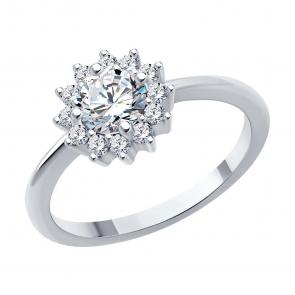 Серебряное кольцо SOKOLOV с фианитом 94014108-91 фото