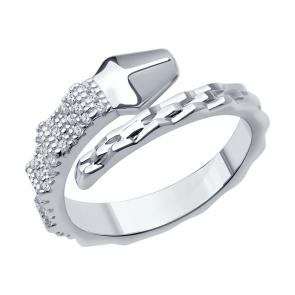 Серебряное кольцо Символ года Змея SOKOLOV с фианитом 94014114-91 фото