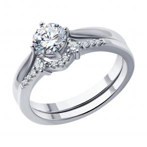 Серебряное кольцо SOKOLOV с фианитом 94014124-91 фото