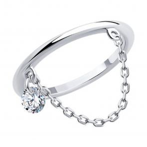 Серебряное кольцо SOKOLOV с фианитом 94014153 фото