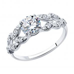 Серебряное кольцо SOKOLOV с фианитом 94014176 фото