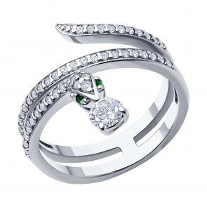 Серебряное кольцо Символ года Змея SOKOLOV с фианитом 94014195 фото