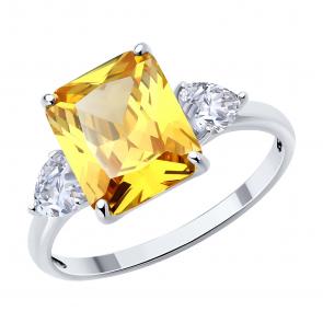 Серебряное кольцо SOKOLOV с фианитом 94014219 фото